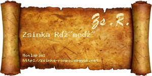Zsinka Rómeó névjegykártya